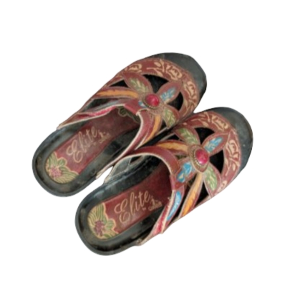 Corky's Elite Sandal Clog Mule Boho Multicolored Leather Women's 8